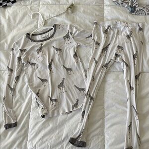 Little Sleepies Giraffe Print Pajama Set- stained